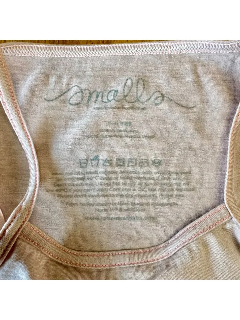 SMALLS Merino Wool Pink Tank Top Girls 3-4 Lightweight Base Layer Cami Singlet - Picture 5 of 5